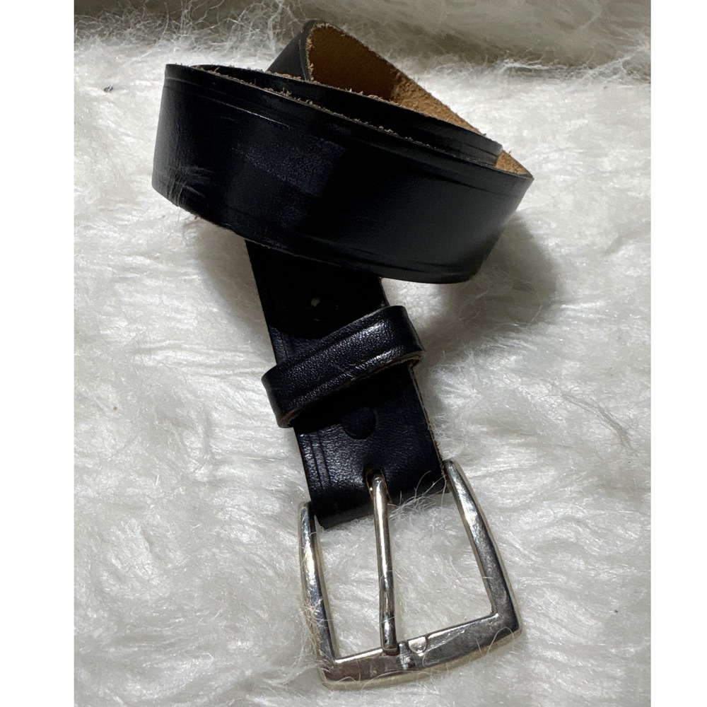 Dickies Belt Men 32 Black Vintage Leather Silver Buckle Workwear Casual
